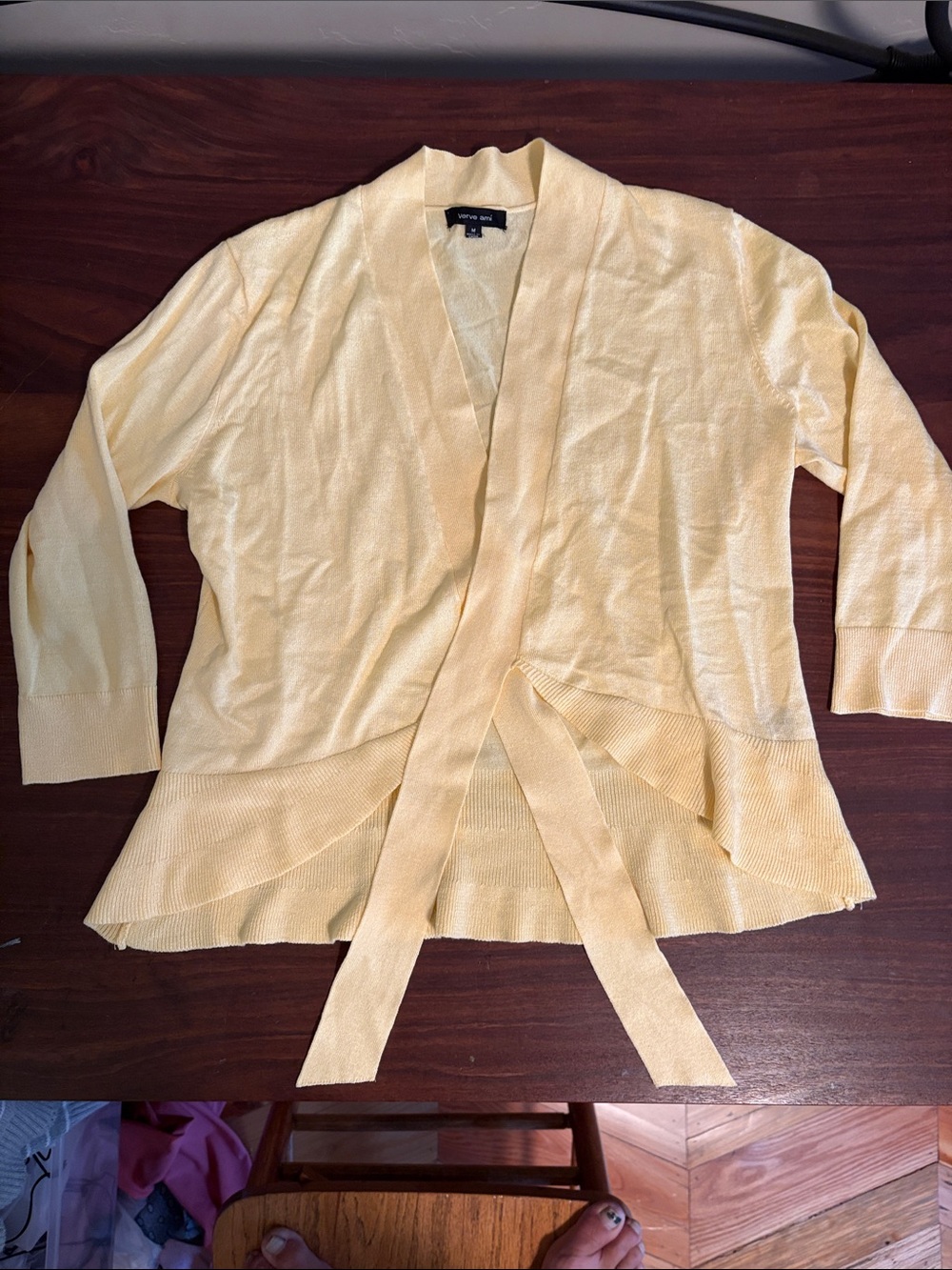 Verve Ami yellow tie front cardigan. Women’s M lightweight EUC